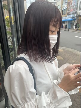 ヘアー アイス ルーチェ(HAIR ICI LUCE) 担当西田　切りっぱなしボブ　プツッとボブ　ダークブラウン