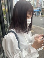 ヘアー アイス ルーチェ(HAIR ICI LUCE) 担当西田 切りっぱなしボブ プツッとボブ ダークブラウン