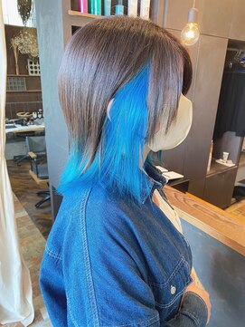 ベランダ(veranda) レイヤーボブ♪インナーカラーシアン