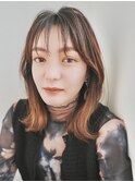 韓国ヘアー顔周りレイヤーミディ チョコレートカラー