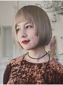 ダブルカラーショートボブインナーカラーハイライトケアブリーチ