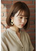 大人可愛い内巻きボブワンカールショートボブマロンベージュ
