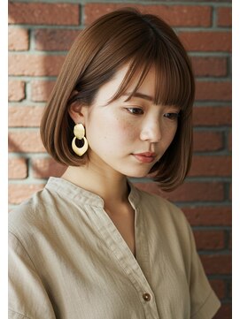 フルショウ 小牧(FURUSHO) 大人可愛い内巻きボブワンカールショートボブマロンベージュ