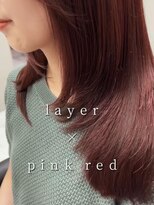 バディ 中野駅前店(BUDDY)&nbsp;ピンクレッド×レイヤーカット/韓国風/顔まわり/ダブルカラー