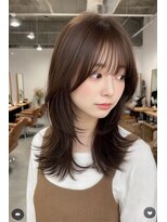 ケシキ 表参道 原宿(kesiki.)&nbsp;ミディアムレイヤー顔周りレイヤーハッシュカット韓国へア