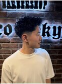 MEN'Sツーブロックスキンフェードバーバースタイルピンパーマ