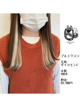 エクステンション キュー(extension Q) プルエクステ/ダイヤモンド毛質52cm(長さおへそ位)100本23,700円