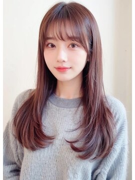 ルエ(rue) ミディアムレイヤーカットストレートロングウルフカットベージュ