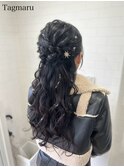 ねじりのハーフアップ☆銀箔アレンジ