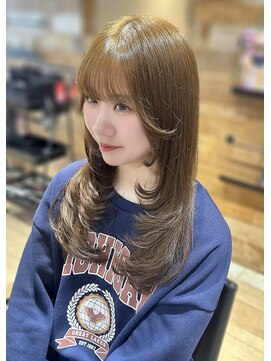 美容室 アクター 顔まわりレイヤースタイル/ブリーチなしWカラー