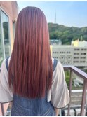 #ピンク #暖色系 #ダブルカラー #ストレート #ケアブリーチ