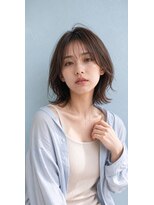 フレイムス ヘアアンドリラックス 大宮東口店(Frames)&nbsp;レイヤーボブ髪型20代30代40代50代前髪あり前髪なし面長丸顔大宮