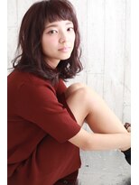 ナトゥーラ 八事店(Natura)&nbsp;オン眉☆ミディアム 暖色系ダークレッド巻き髪