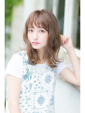 ファイブボックスヘアー 広島(five vox hair) ミルクティーベージュミディ