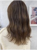 ロブ　暗めベージュ　波ウェーブ