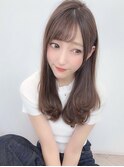 大人かわいい小顔フェザーバングピンクベージュ20代30代吉祥寺