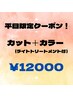 【平日限定クーポン！】カット＋カラー＋ライトトリートメント付　￥12000