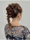 結婚式2次会パーティーヘアセット編み下ろしポニー推し活