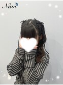 三つ編みハーフツイン