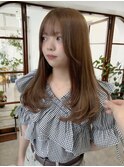 レイヤーカット/ブリーチなしカラー/シフォンベージュ