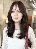 栄黒髪垢抜けレイヤーロングスタイル　顔まわりザクザクレイヤー