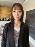 透明感ココアブラウン小顔レイヤーミディアム