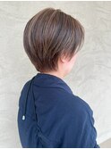 ピンクベージュ/アンブレラカラー/クールショート/前髪/蟹江