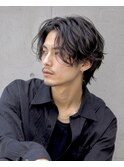 メンズミディアム メンズパーマ センターパート ニュアンス
