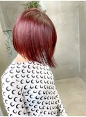 赤髪　ワインレッドカラー　ボブ　ボルドーカラー　暖色系カラー