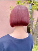 ブリーチ無しカシスピンク　ピンクカラー　ミニボブ