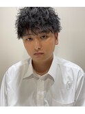 ツイストパーマツーブロックマッシュ