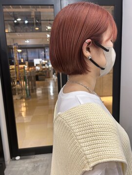 リンダ(LINDA) オレンジ/ピンク/ボブ/派手髪ボブ/ブリーチ[札幌美容室LINDA]