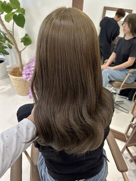 リル 茅ヶ崎(Liru:) 【ami】ブリーチなしダブルカラー/オリーブベージュ/韓国風巻き