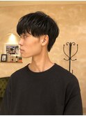メンズツーブロックショートマッシュウルフ 黒髪メンズショート