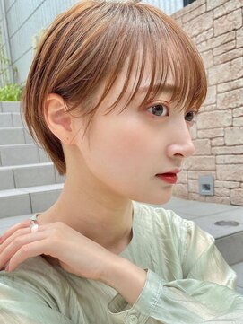 サンド 名古屋(sand) アプリコットオレンジくびれヘアハイライトカラー名古屋ショート