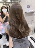 韓国ヘアーハッシュカットレイヤーカットグレージュブリーチ無し
