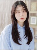 顔回りレイヤーカット小顔ストレートロングa上尾20代30代40代