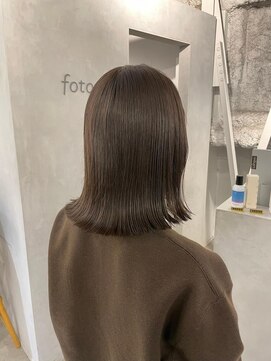 フォト 新宿三丁目(foto) ミニウルフチェリーブラウンブリーチなし前髪ミディアム/新宿