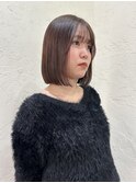ブリーチなし大人可愛いマロンブラウン似合わせ耳かけボブ