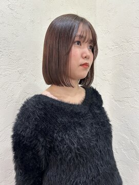 ロックス バイ マグ 松本(rocks BY MAG) ブリーチなし大人可愛いマロンブラウン似合わせ耳かけボブ