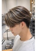 MEN'SHAIR バレイヤージュ サーフカール 刈り上げセンターパート