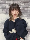 くびれミディアムボブウルフインナーカラー