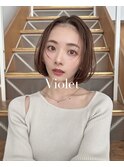 ヌーディショートボブツヤカラー大人耳かけナチュラルシルエット