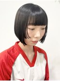 【モリオ松戸　石山】黒髪ぷつっとダブルラインボブワイドバング