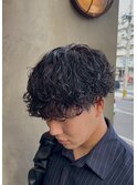 大分メンズ刈り上げマッシュ波巻きスパイラルパーマスタイル