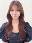 レイヤーカット/韓国ヘア/小顔/前髪長め/オリーブグレー/黒髪