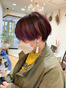 ヘアプレイスソル (HAIR PLACE SoL) デザインカラー/レッド/マッシュショート