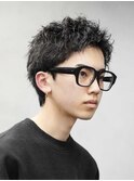 渋谷メンズスパイキーショートパーマ短髪アップバング刈り上げ