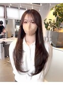 レイヤーカット シースルーバング おくれ毛 透明感カラー