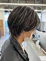 ハイライトセンターパートメッシュダブルカラーツーブロック